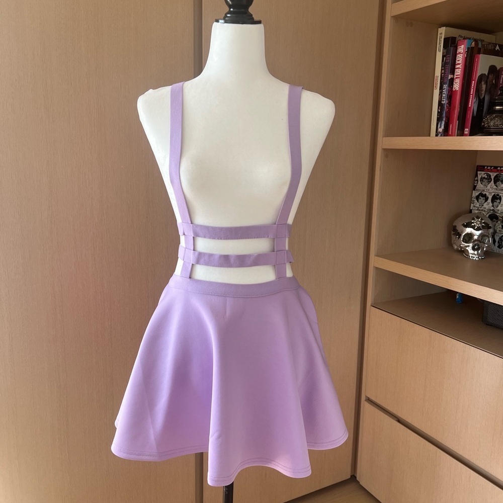 NWT | Caged Suspender A-Line Mini Skirt | Medium | Purple